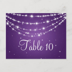 Postal Elegante Número de Mesa Cadena de chispa Púrpura