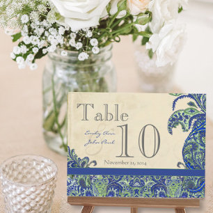 Postal Elegante número de mesa de Boda de Paisley Vintage