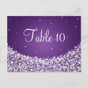 Postal Elegante Número de Mesa Estrella Sparkle Purple