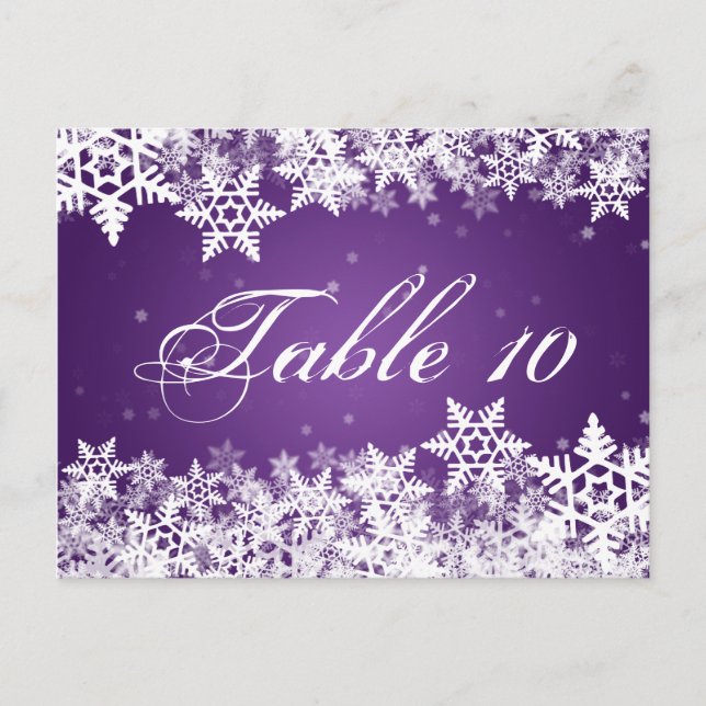 Postal Elegante número de mesa invierno copos de nieve mo (Anverso)