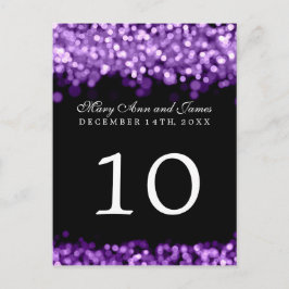 Postal Elegante número de mesa Luces púrpuras