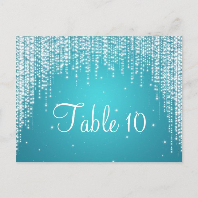 Postal Elegante Número de Mesa Noche Dazzle Azul (Anverso)