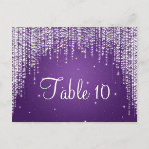 Postal Elegante Número de Mesa Noche Dazzle Púrpura