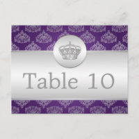 Elegante Número de Mesa Real Corona Púrpura