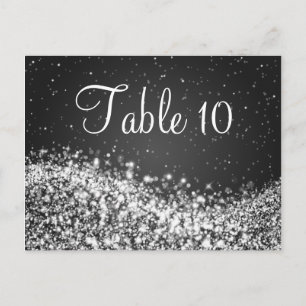 Postal Elegante número de mesa Sparkling Wave Black