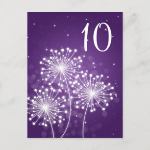 Postal Elegante Número de Mesa Verano Esparkle Morado