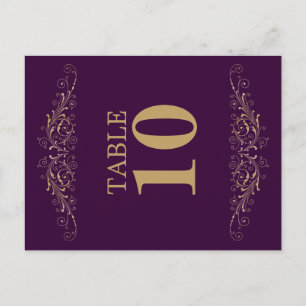 Postal Elegante número de tabla de berenjenas floreciente