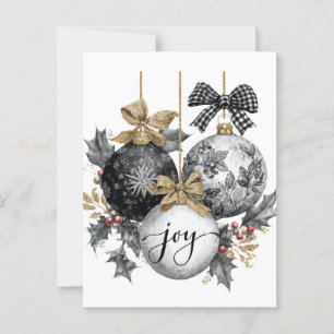 Postal Elegante Ornamentos de Navidades blancos y negrosP