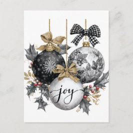 Postal Elegante Ornamentos de Navidades blancos y negrosP
