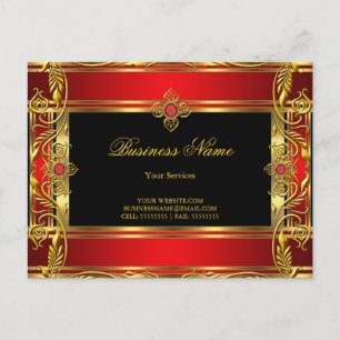 Postal Elegante Ornate Royal Red Jewel Oro Negro
