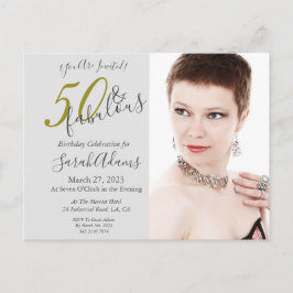 Postal Elegante Oro 50 y Fabulosa Fiesta de Cumpleaños co