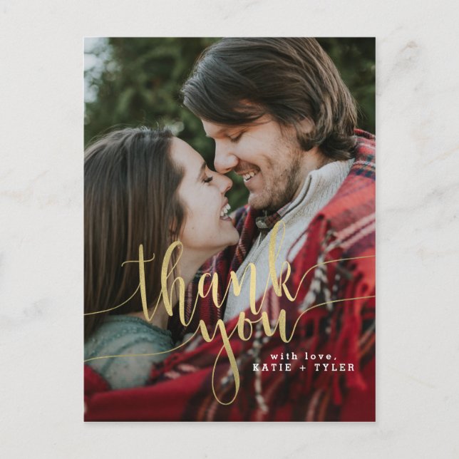 Postal Elegante Oro Gracias (Anverso)