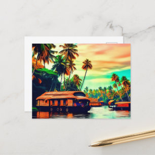 Postal Elegante paisaje natural de Kerala de cocoteros