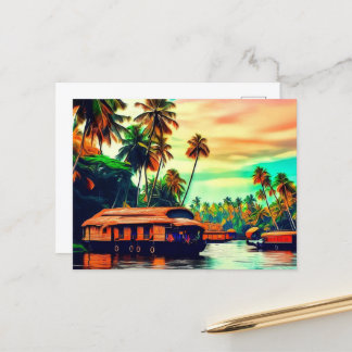Postal Elegante paisaje natural de Kerala de cocoteros