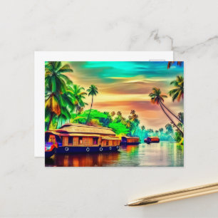 Postal Elegante paisaje natural de Kerala de cocoteros