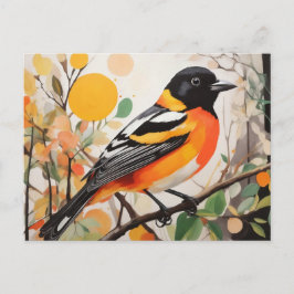 Postal Elegante pájaro primaveral Baltimore Oriole