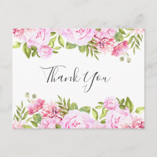 Postal Elegante pancarta de rosa con letra script Negocio