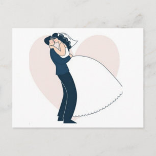 Postal Elegante pareja comprometida dibujada a mano