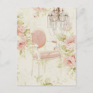 Postal Elegante parís vintage con flores