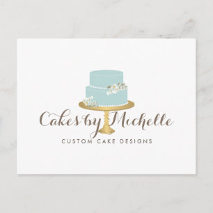 Postal Elegante pastel azul con decoración de pasteles fl