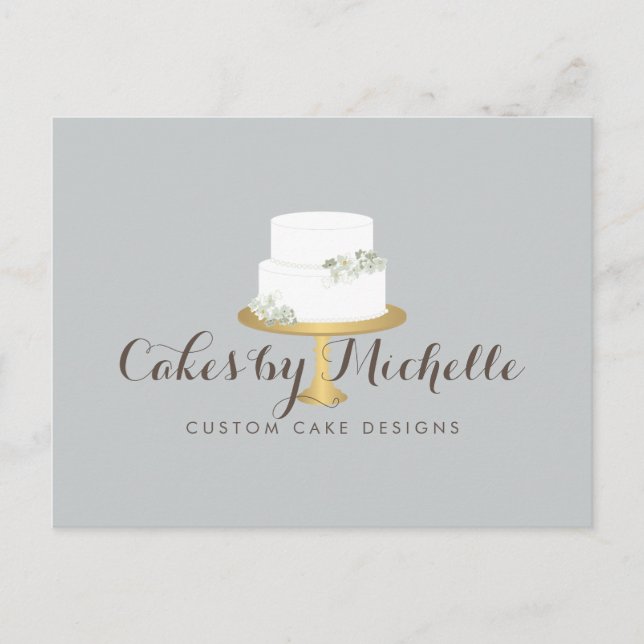 Postal Elegante pastel blanco con decoración de pasteles  (Anverso)