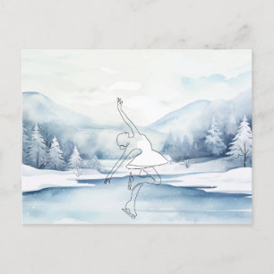 Postal Elegante patinador de hielo en Winter Wonderland