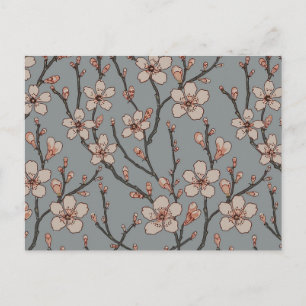 Postal Elegante patrón de cereza de flor rosa dulce