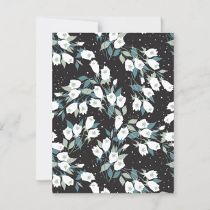 Postal Elegante Patrón de flor tulipán Fondo negro