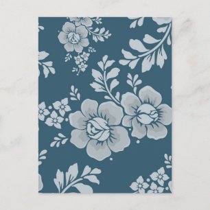 Postal Elegante patrón de flores azules vintage