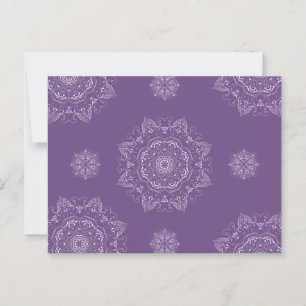 Postal Elegante patrón de manala blanca en fondo morado