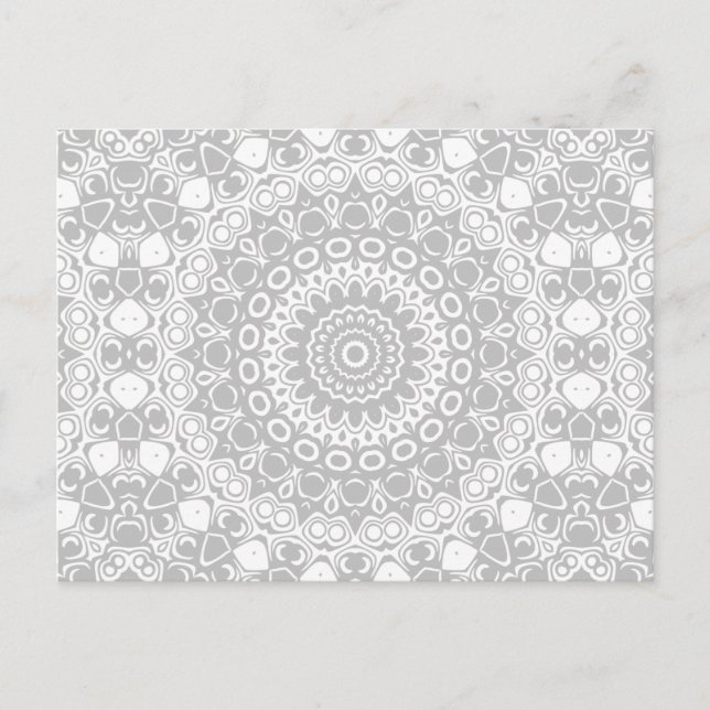 Postal Elegante patrón de mandala de plata (Anverso)