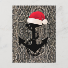 Postal elegante patrón de PIEL SNAKE - ANCHOR + SANTA HAT
