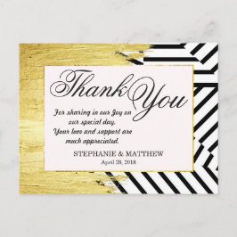 Postal Elegante Patrón Faux Gold Paint Strokes & Stripes