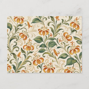 Postal Elegante patrón floral de lirio naranja vintage