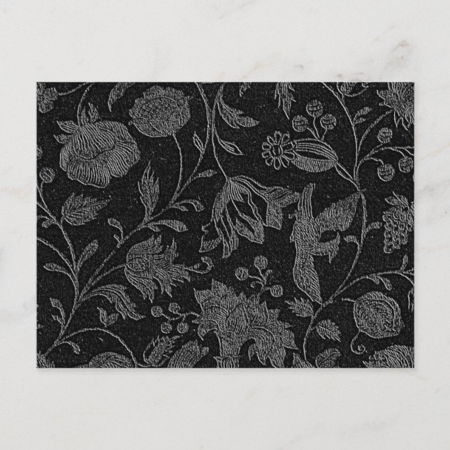 Postal Elegante patrón floral negro (Anverso)