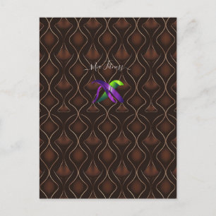 Postal Elegante patrón geométrico Art Déco marrón dorado