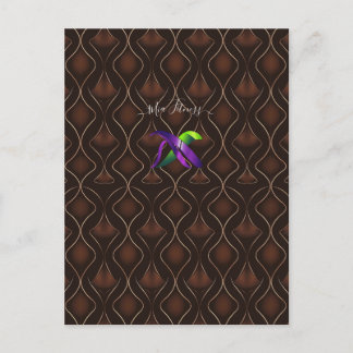 Postal Elegante patrón geométrico Art Déco marrón dorado