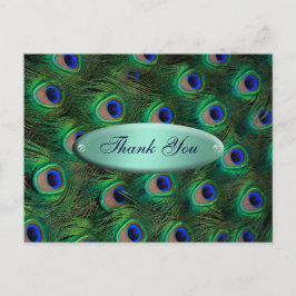 Postal elegante pavo real turquesa Gracias