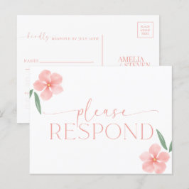 Postal Elegante Peach Floral Wedding RSVP