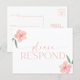 Postal Elegante Peach Floral Wedding RSVP