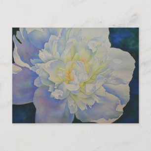 Postal Elegante peonía floral acuarela blanca amarilla