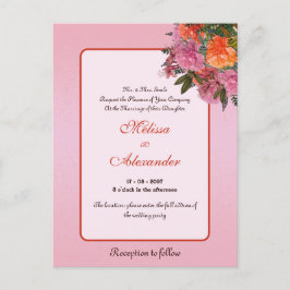 Postal Elegante peonía rosa floral simple