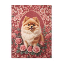 Elegante perro pomerano William Morris inspirado