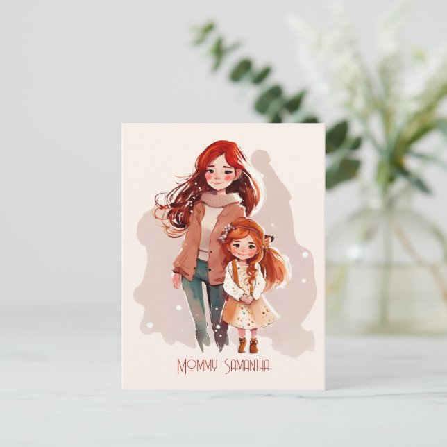 Postal Elegante Personalizada Madre e Hija (Anverso de pie)