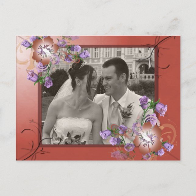 Postal Elegante Personalizado de marco de flores y malva (Anverso)