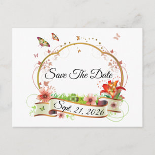 Postal Elegante Personalizado Guarde La Fecha