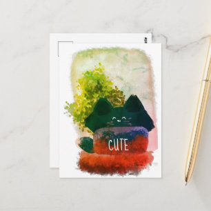 Postal Elegante Personalizado lindo oculto gato fluffy