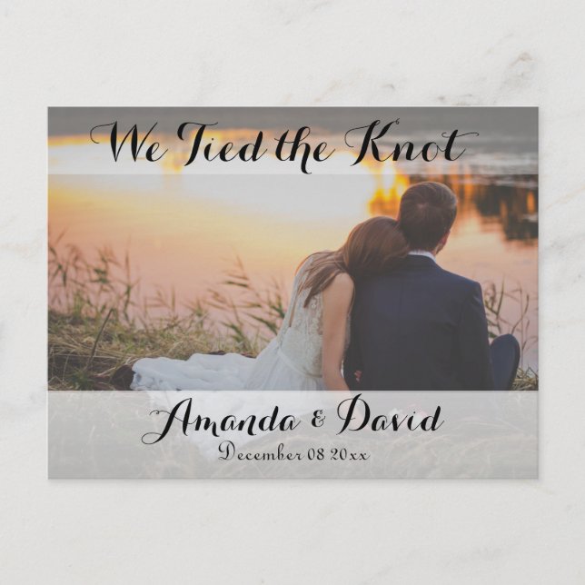 Postal Elegante Personalizado moderno foto cambio Boda de (Anverso)