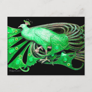 POSTAL ELEGANTE PICOCA EN NEGRO VERDE