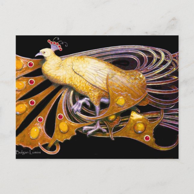 POSTAL ELEGANTE PICOR EN NEGRO AMARILLO (Anverso)